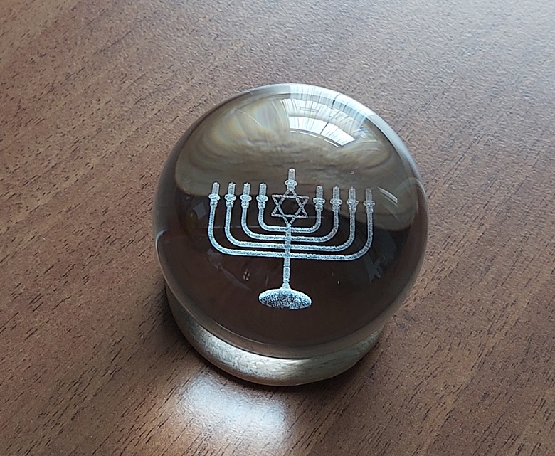 3D Židovksý svícen v kouli 100 mm