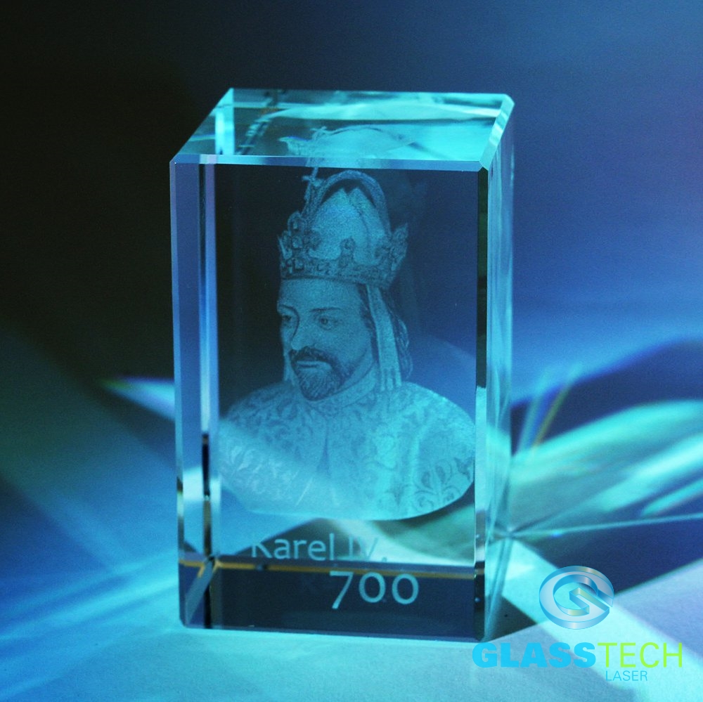 3D Karel IV. v kvádru 50 x 50 x 80 mm