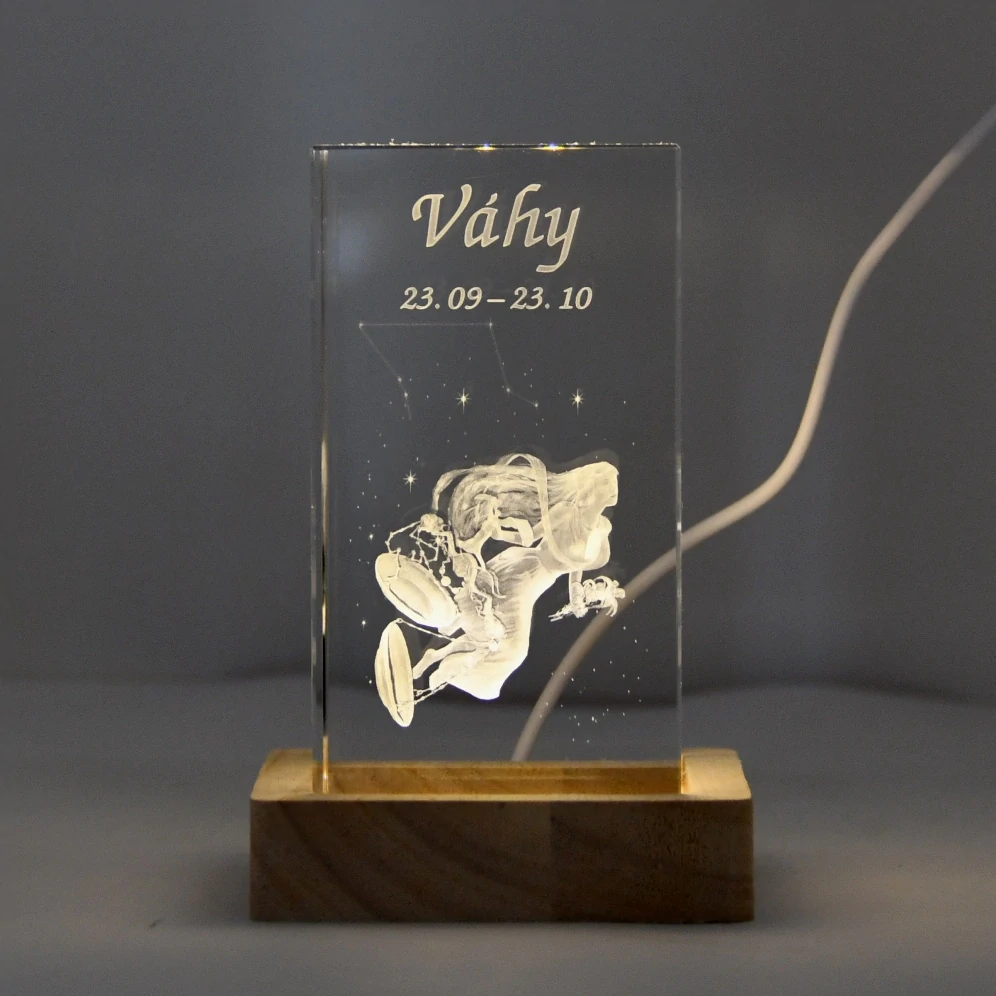 3D znamení - VÁHY - dárková SADA s LED podstavcem