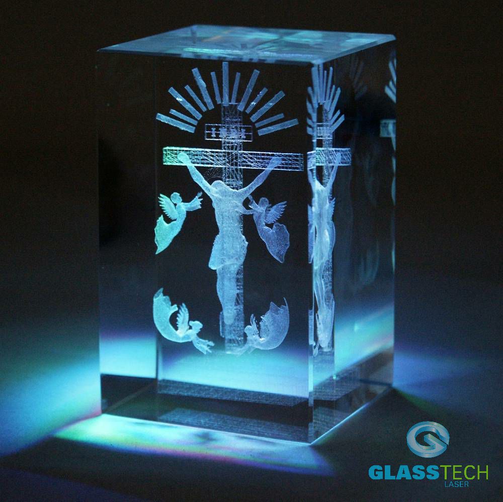 3D Ježíš ve skl. kvádru 50 x 50 x 80 mm