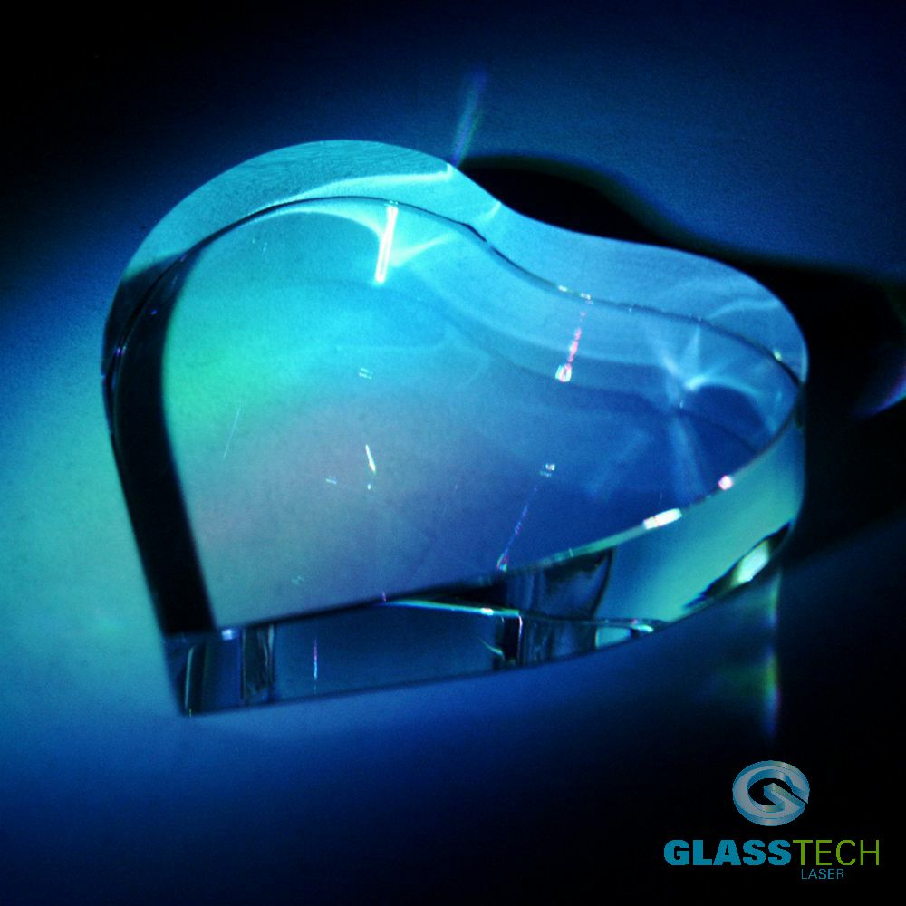 Plaketa SRDCE ležaté - křišťál