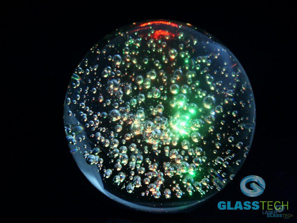 Křišťálová koule 150 mm s menšími bublinkami+LED stojánek