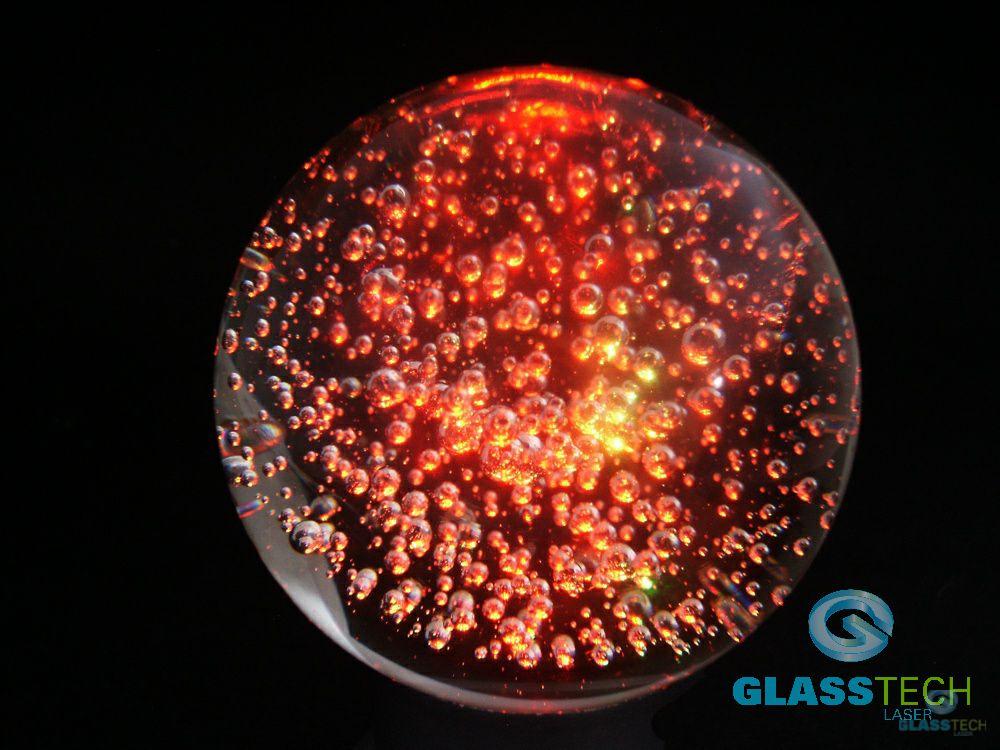 Křišťálová koule 150 mm s menšími bublinkami+LED stojánek