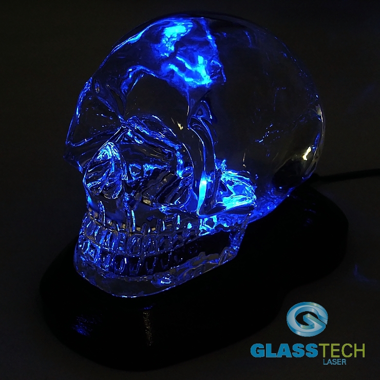 LED Dřevěný stojánek 9 diod pro skleněné lebky 175x120x30