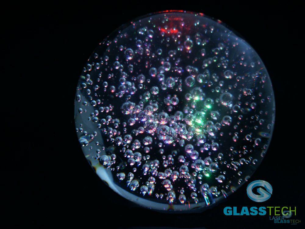 Křišťálová koule 100 mm s menšími bublinkami+ LED stojánek
