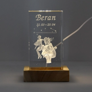 3D znamení - BERAN - dárková SADA s LED podstavcem