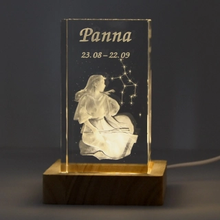 3D znamení - PANNA - dárková SADA s LED podstavcem