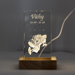 3D znamení - VÁHY - dárková SADA s LED podstavcem