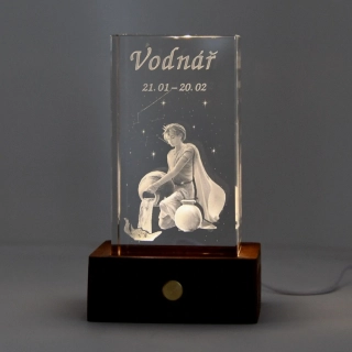 3D znamení - VODNÁŘ - dárková SADA s LED podstavcem
