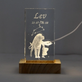 3D znamení - LEV - dárková SADA s LED podstavcem