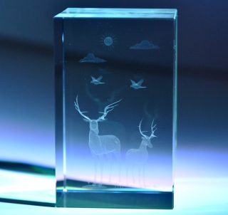 3D jelínci ve skl. kvádru 50 x 50 x 80 mm